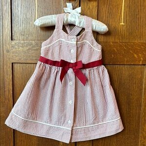 Jamie & Jack Red and White Seersucker Dress with bloomers. Size 6-12 months EUC